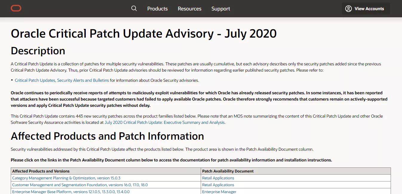 oracle发布7月份安全公告，360安全大脑测绘云再获oracle官方致谢